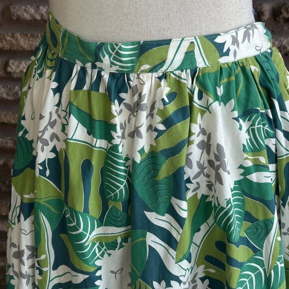 Vintage Green Floral Handmade Full Gathered Skirt - Picture 5 of 7